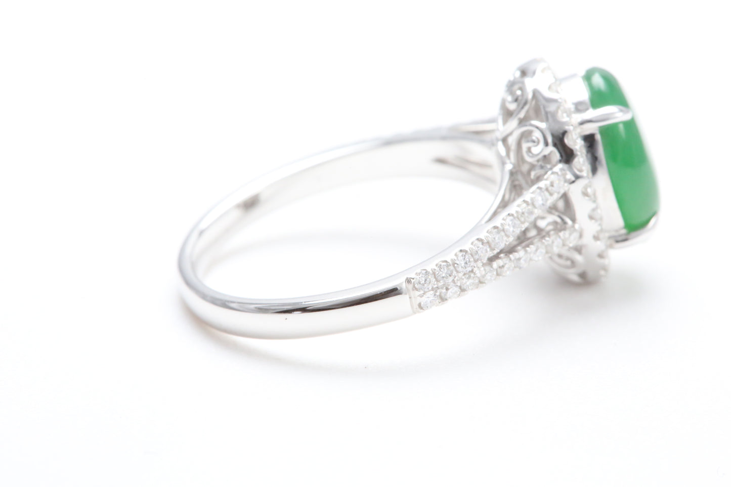 Jadeite and Diamond Halo Ring