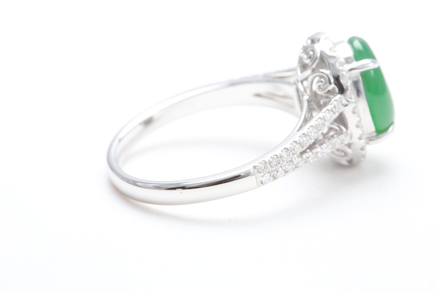 Jadeite and Diamond Halo Ring