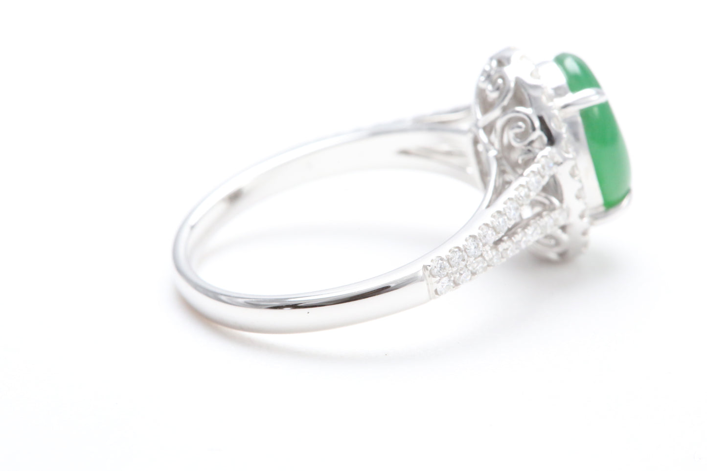 Jadeite and Diamond Halo Ring