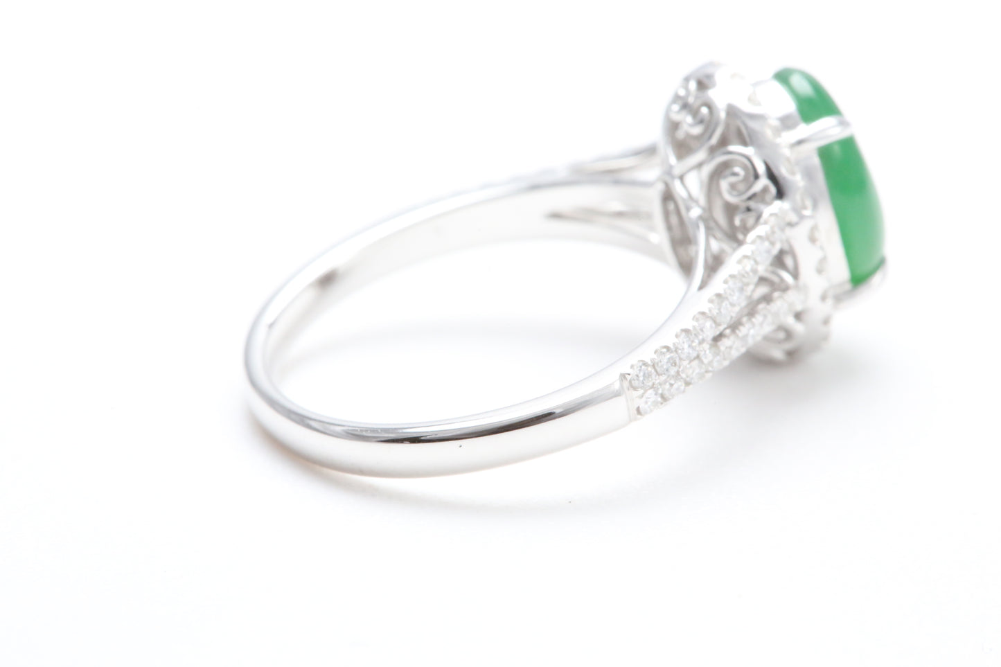 Jadeite and Diamond Halo Ring