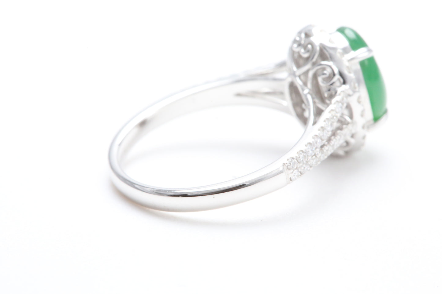 Jadeite and Diamond Halo Ring