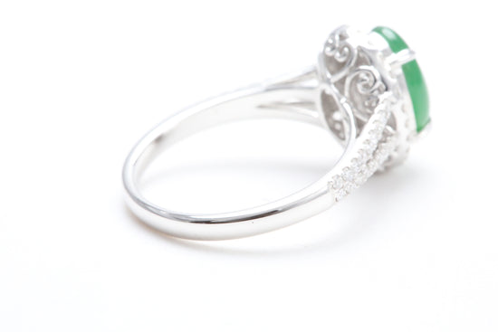 Jadeite and Diamond Halo Ring