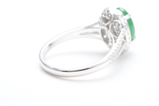 Jadeite and Diamond Halo Ring