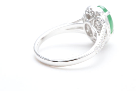 Jadeite and Diamond Halo Ring