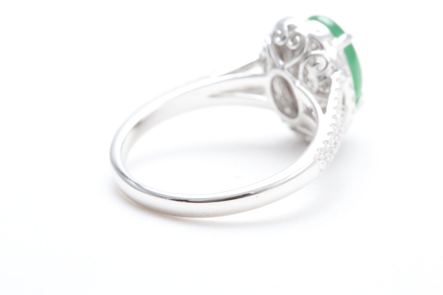 Jadeite and Diamond Halo Ring