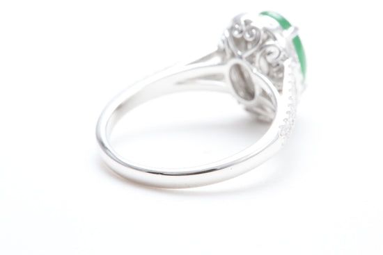 Jadeite and Diamond Halo Ring