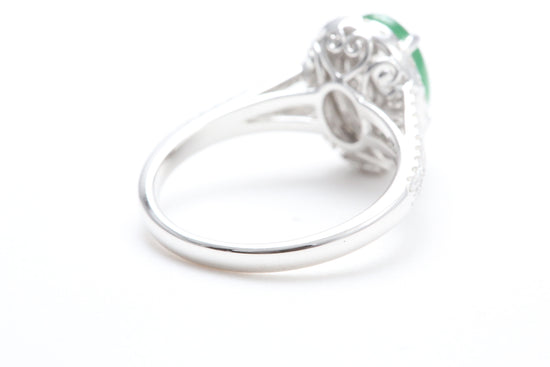 Jadeite and Diamond Halo Ring