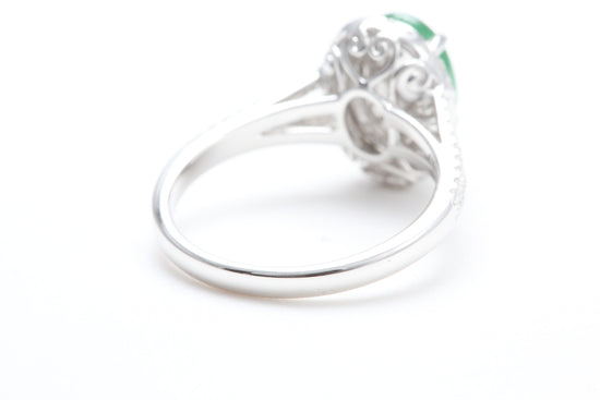 Jadeite and Diamond Halo Ring