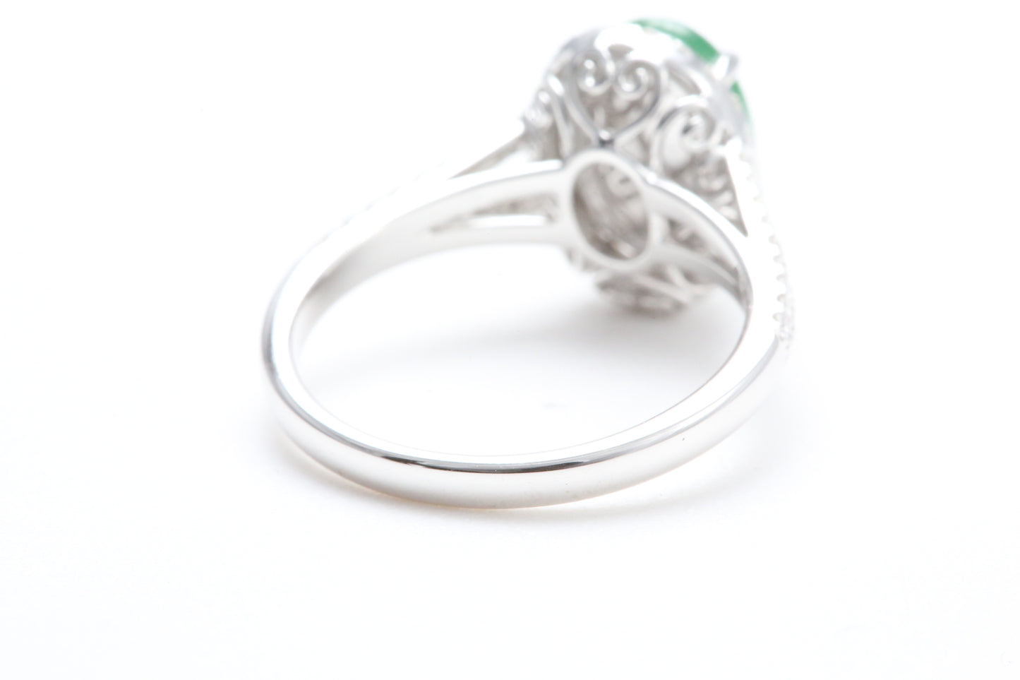 Jadeite and Diamond Halo Ring