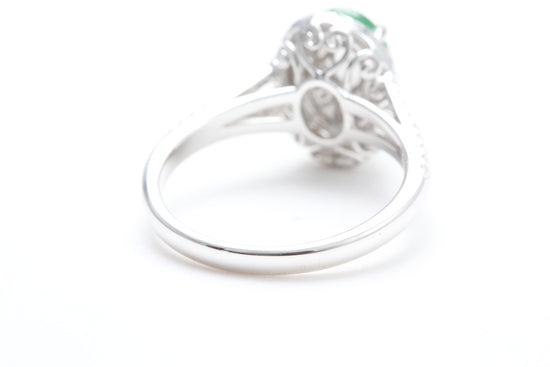 Jadeite and Diamond Halo Ring