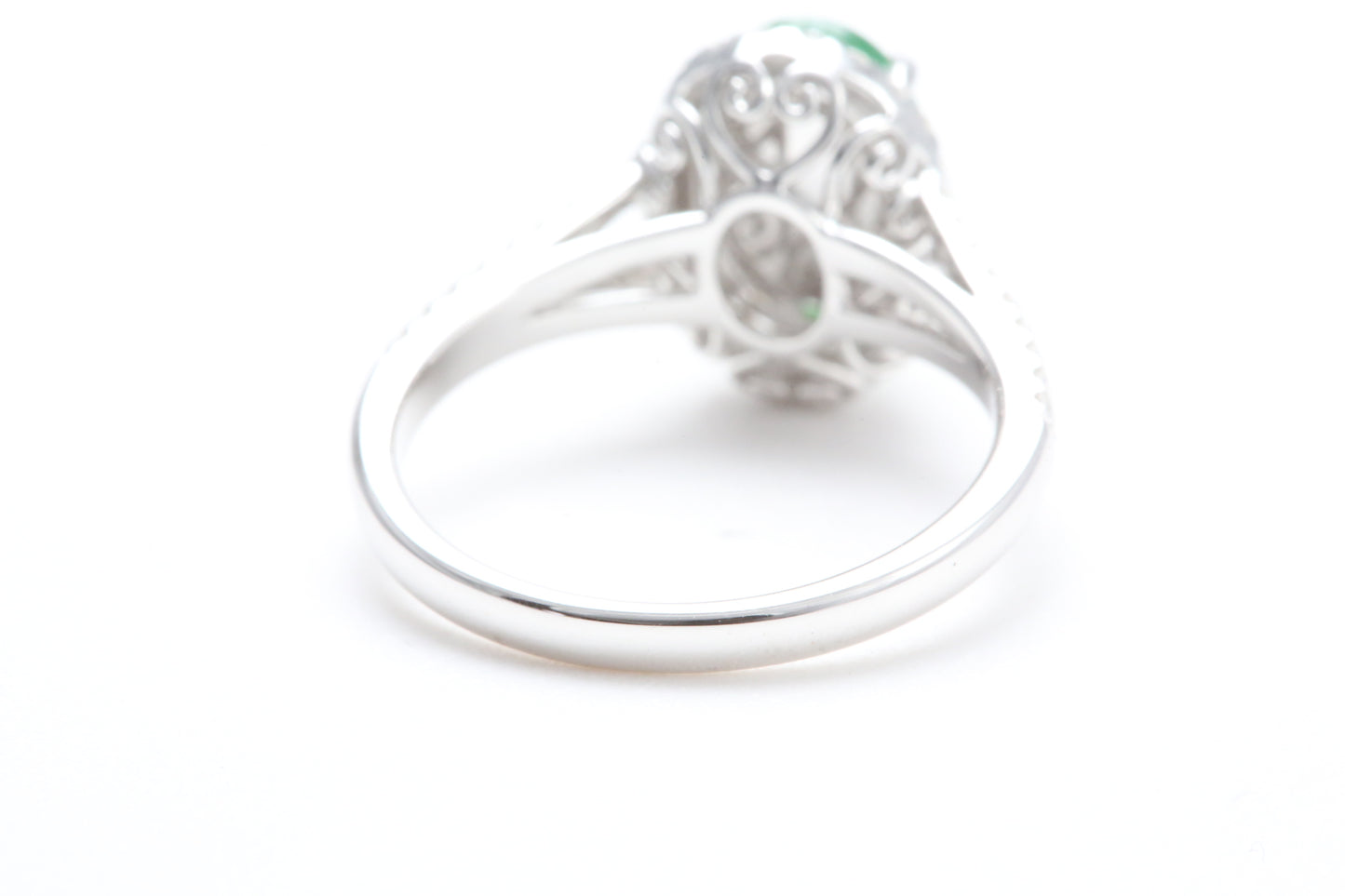 Jadeite and Diamond Halo Ring