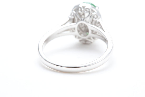 Jadeite and Diamond Halo Ring