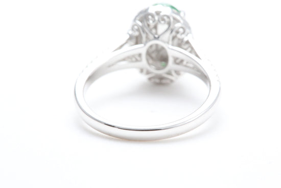 Jadeite and Diamond Halo Ring