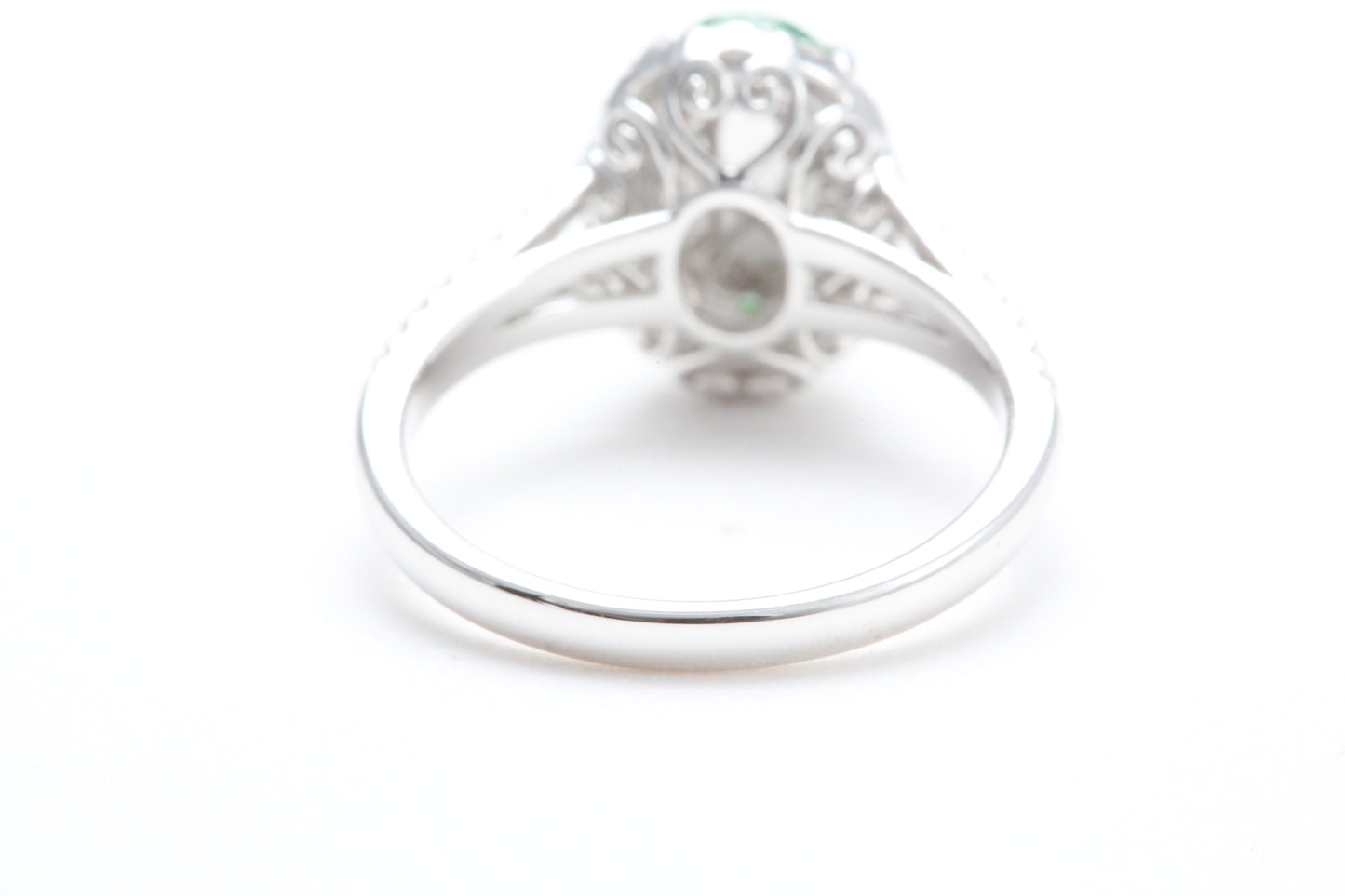 Jadeite and Diamond Halo Ring