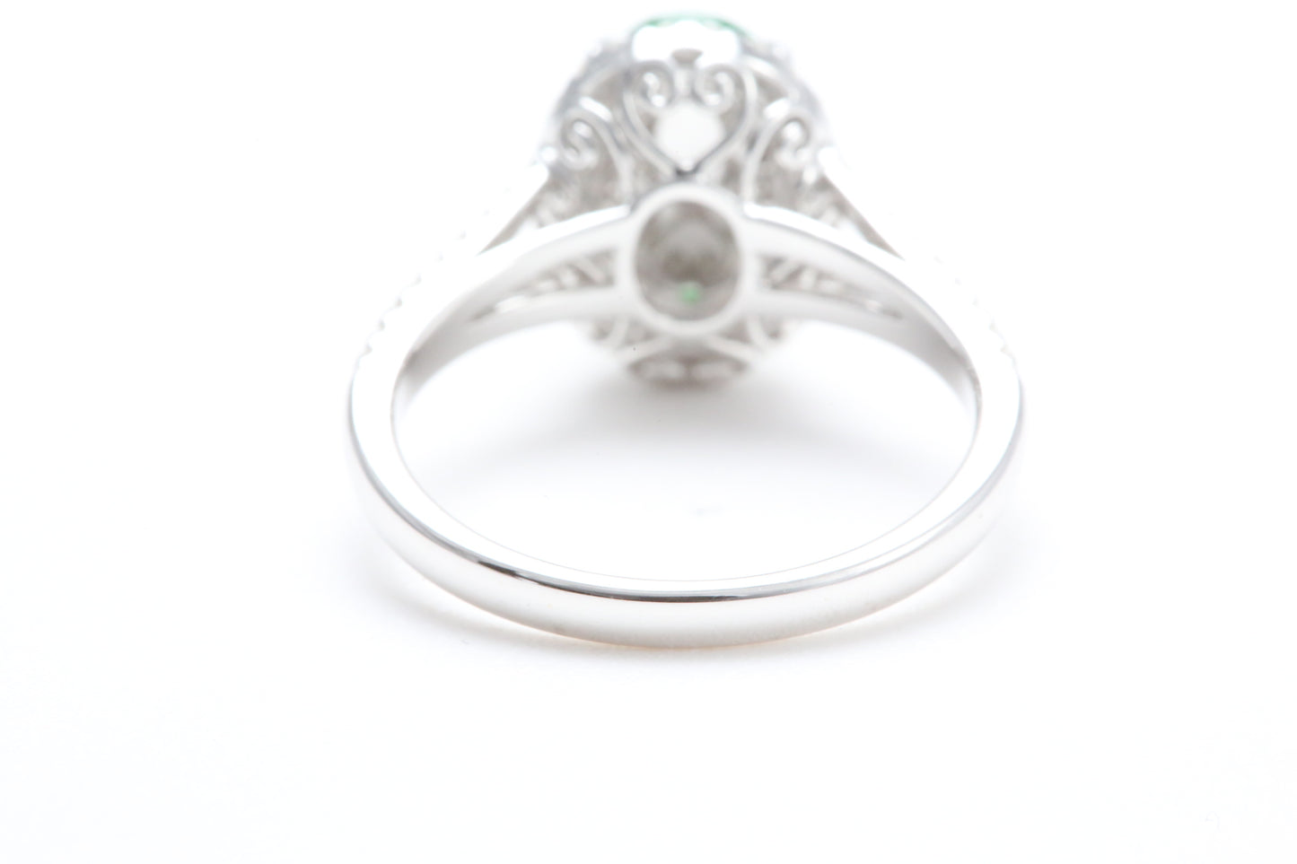 Jadeite and Diamond Halo Ring