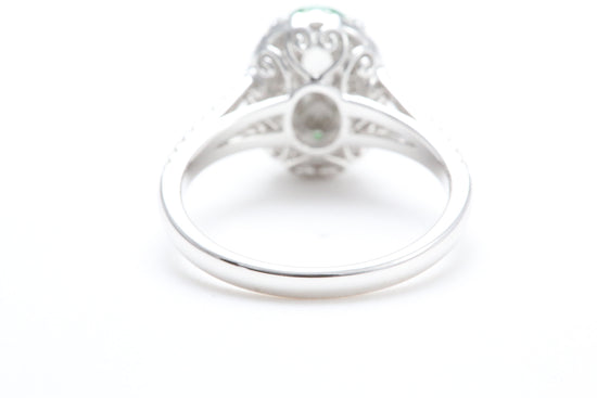 Jadeite and Diamond Halo Ring