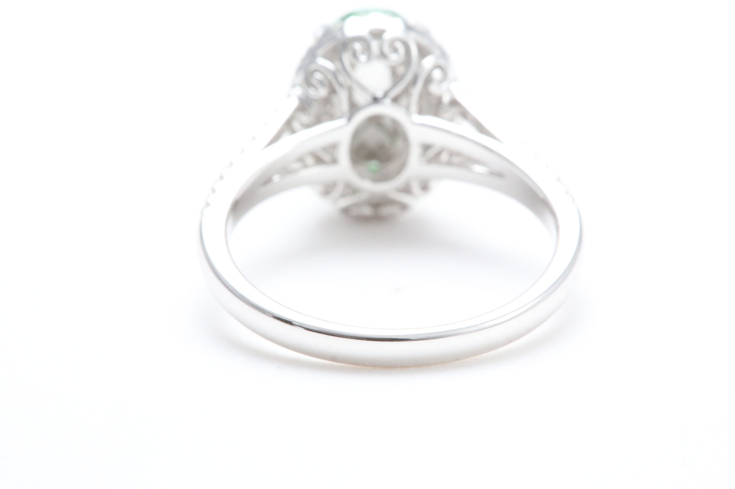 Jadeite and Diamond Halo Ring