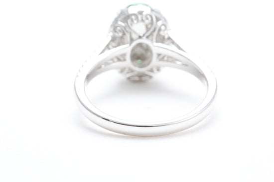 Jadeite and Diamond Halo Ring