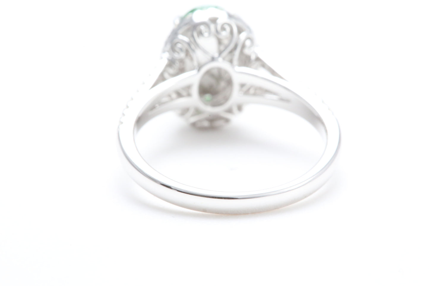 Jadeite and Diamond Halo Ring