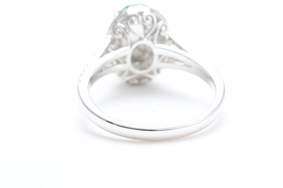 Jadeite and Diamond Halo Ring