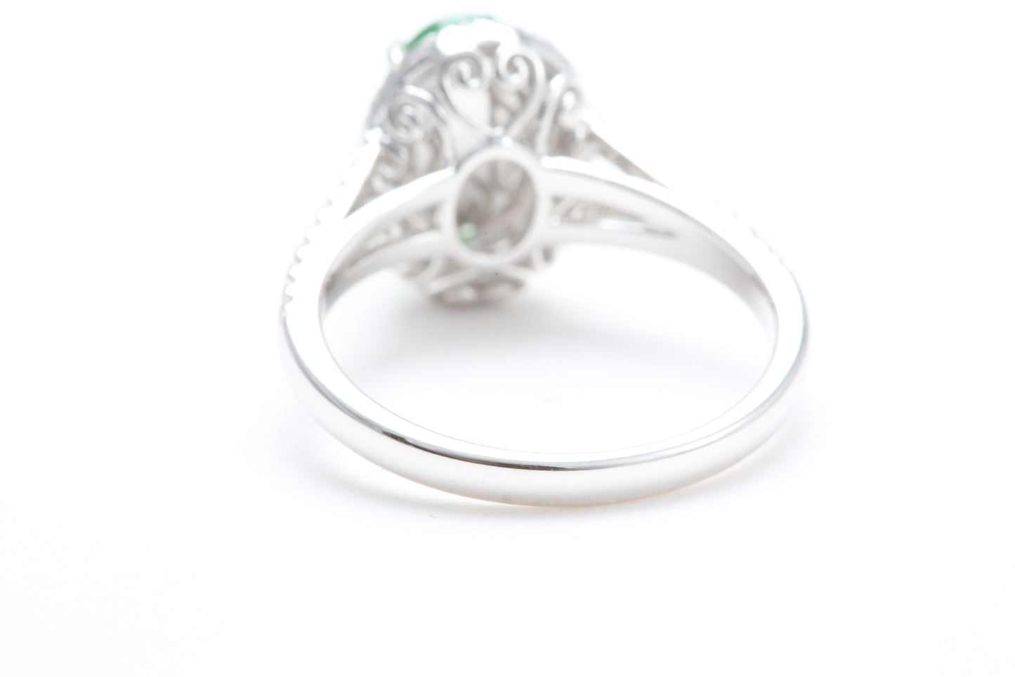 Jadeite and Diamond Halo Ring