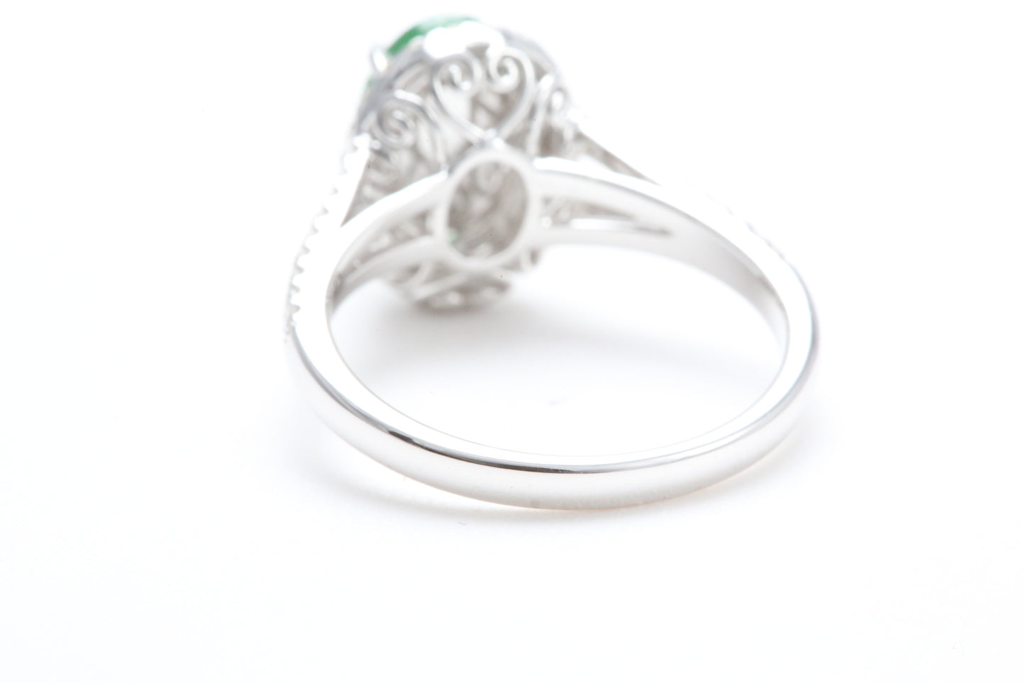 Jadeite and Diamond Halo Ring