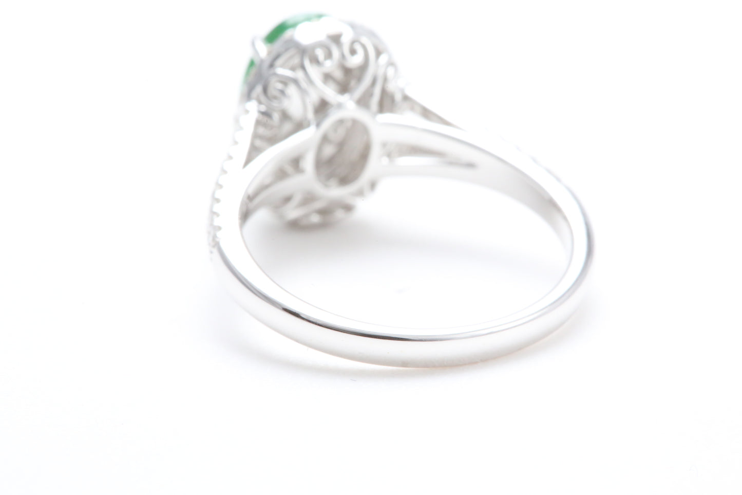 Jadeite and Diamond Halo Ring