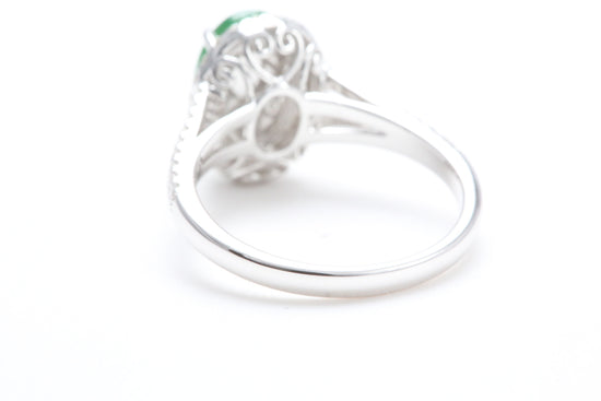 Jadeite and Diamond Halo Ring