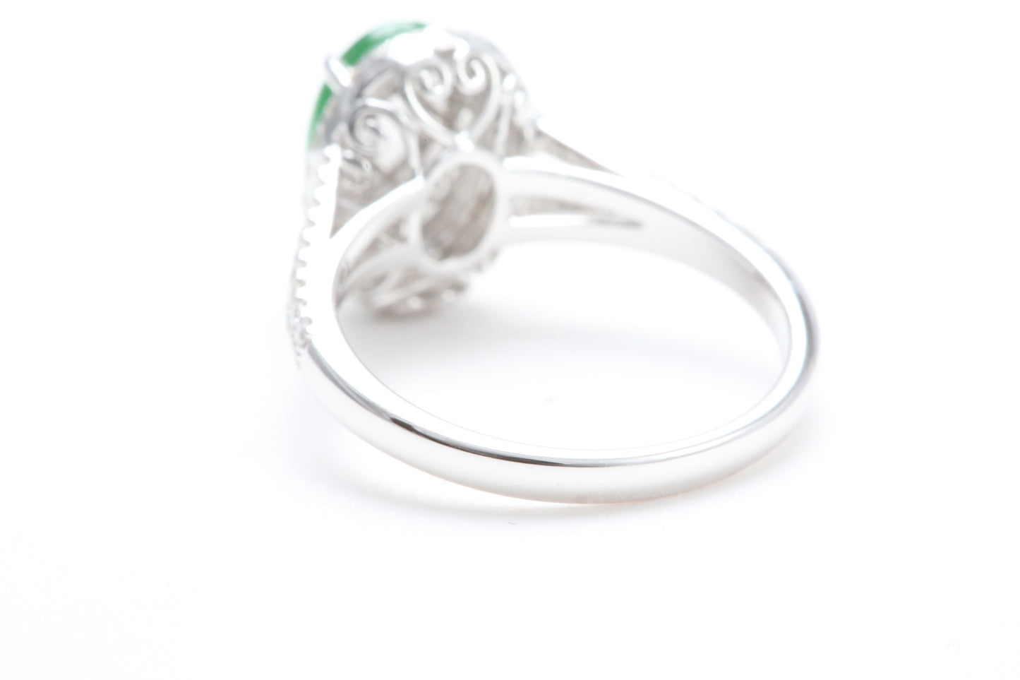 Jadeite and Diamond Halo Ring