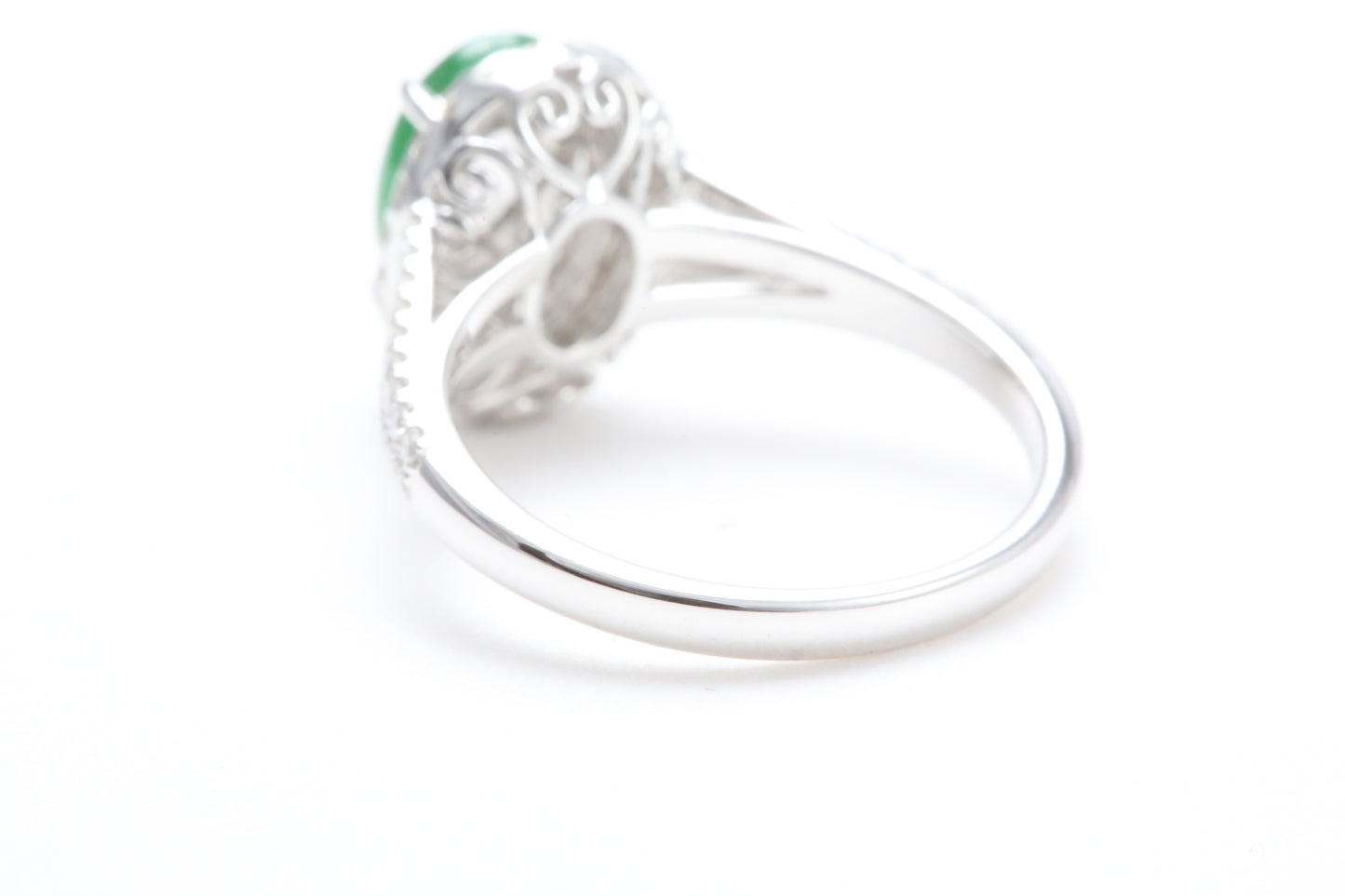 Jadeite and Diamond Halo Ring