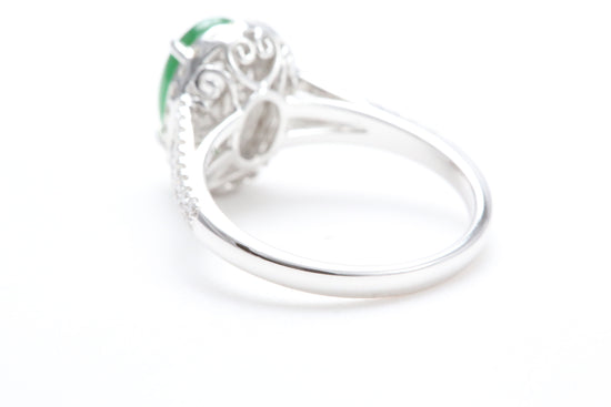 Jadeite and Diamond Halo Ring