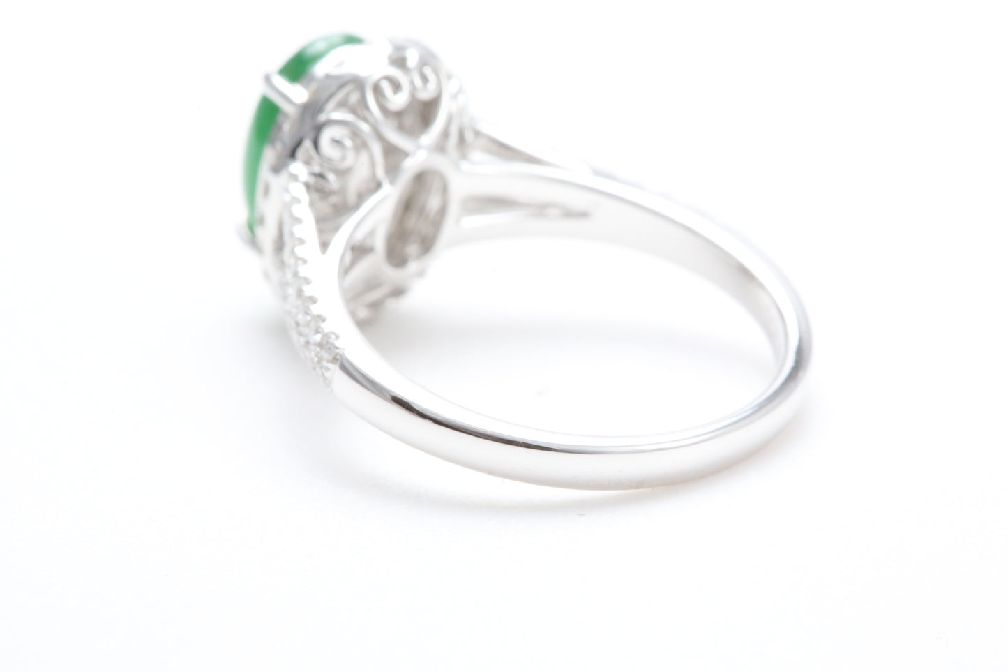 Jadeite and Diamond Halo Ring