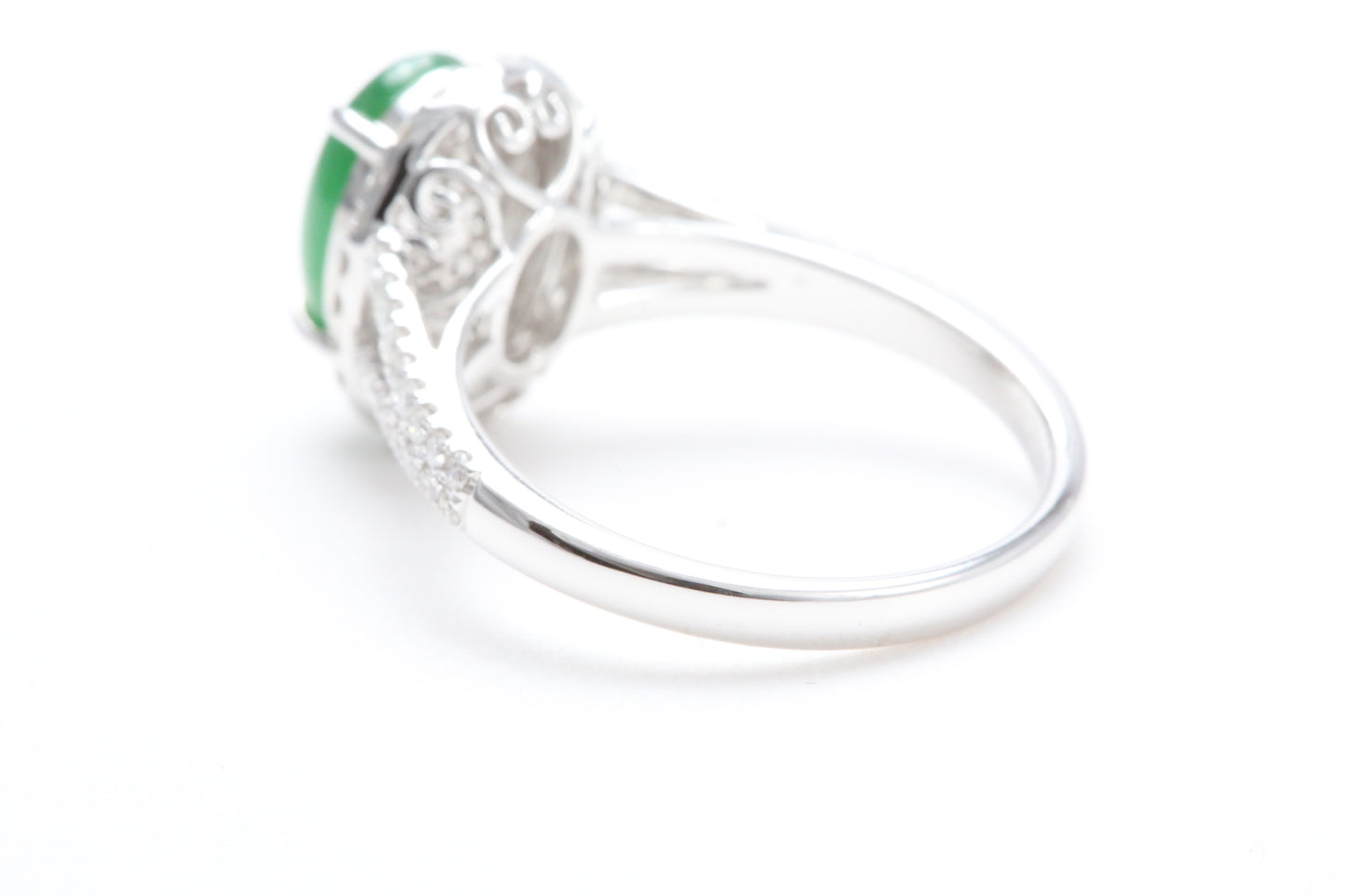 Jadeite and Diamond Halo Ring