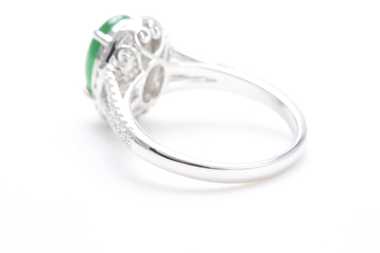 Jadeite and Diamond Halo Ring