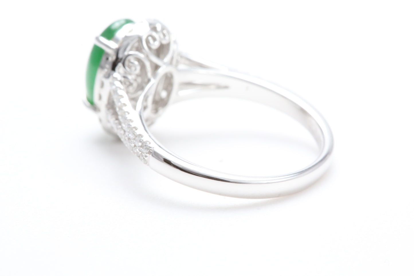 Jadeite and Diamond Halo Ring