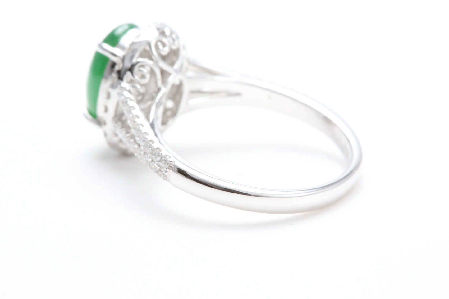 Jadeite and Diamond Halo Ring