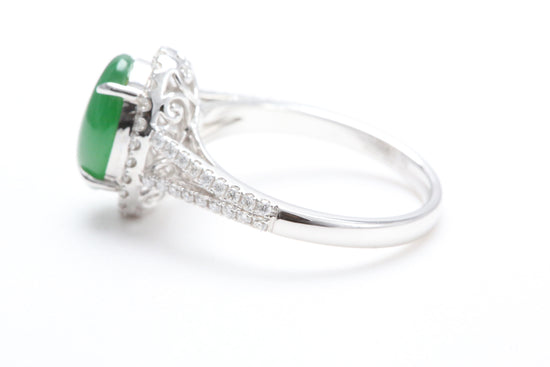 Jadeite and Diamond Halo Ring