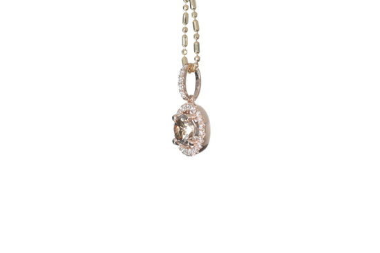 Brown Cognac Diamond Halo Pendant