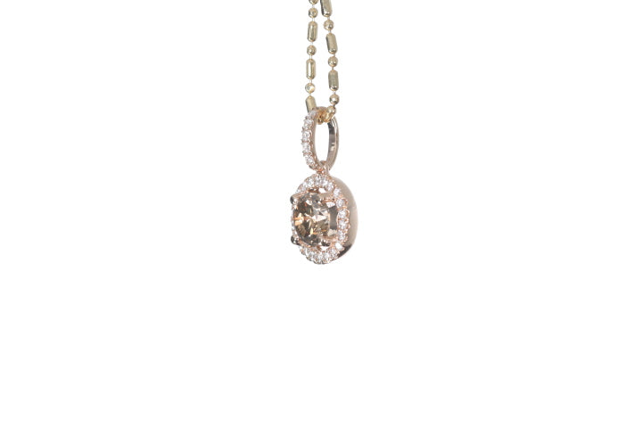 Brown Cognac Diamond Halo Pendant