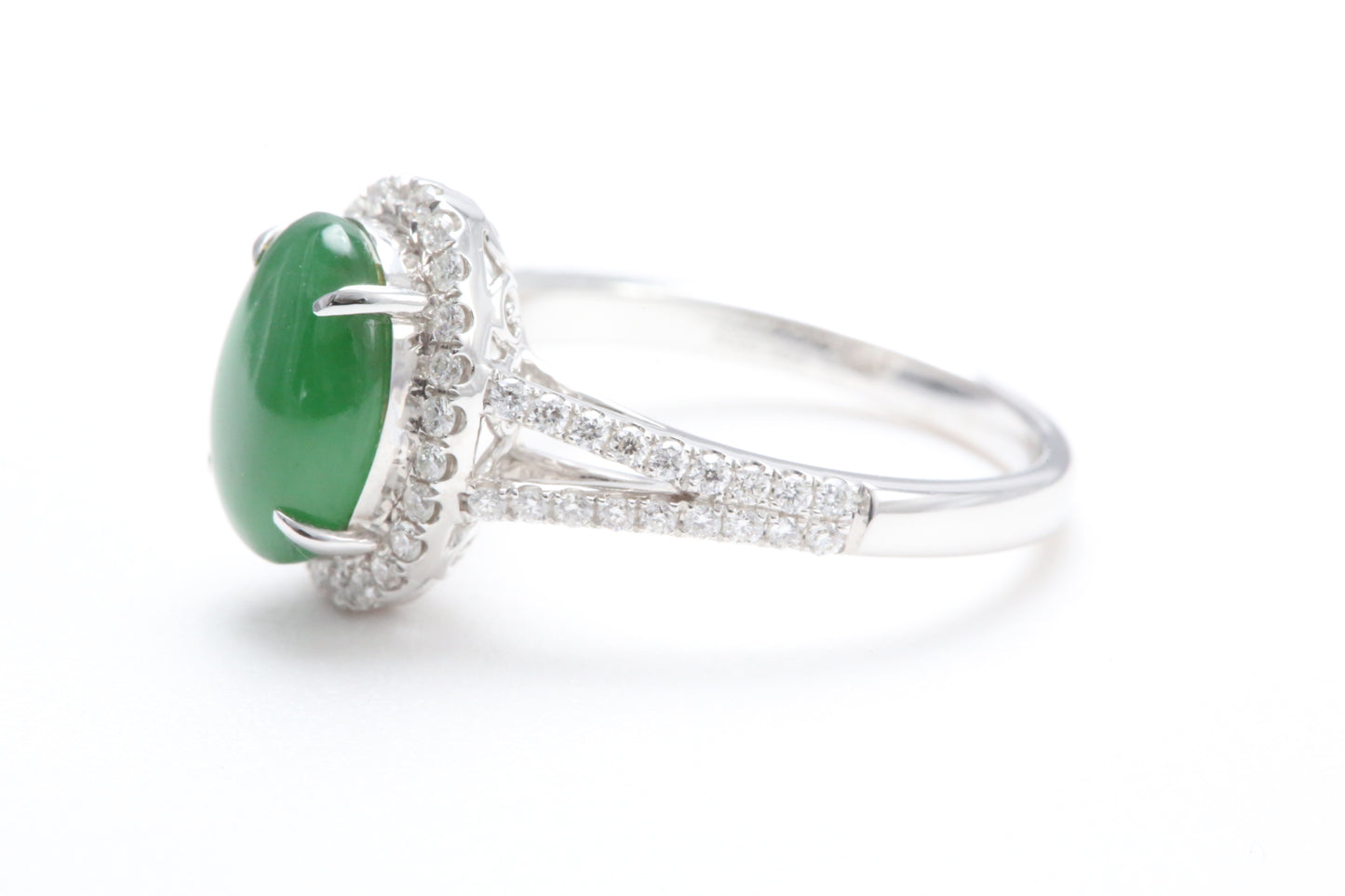 Jadeite and Diamond Halo Ring