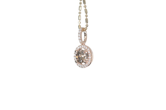 Brown Cognac Diamond Halo Pendant