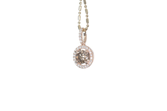 Brown Cognac Diamond Halo Pendant