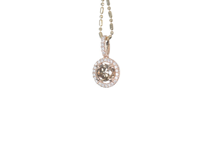 Brown Cognac Diamond Halo Pendant