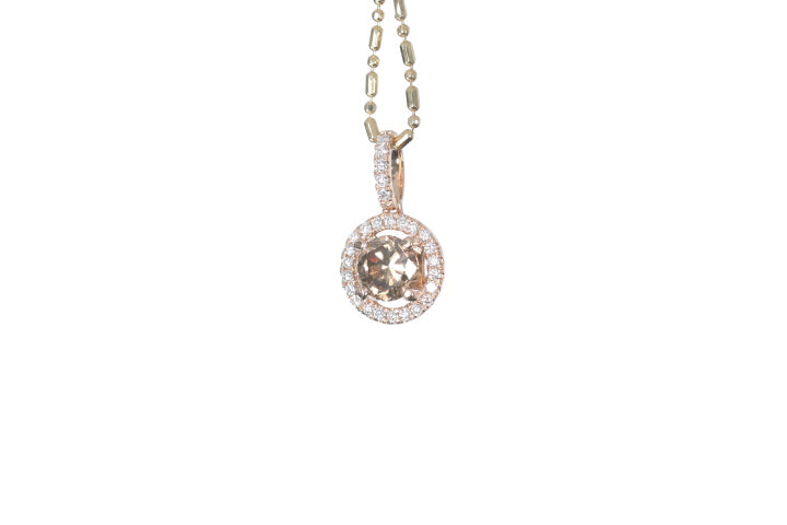 Brown Cognac Diamond Halo Pendant