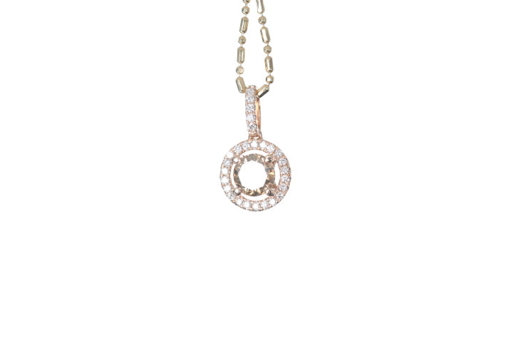 Brown Cognac Diamond Halo Pendant