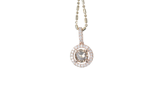 Brown Cognac Diamond Halo Pendant