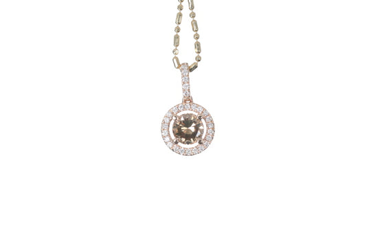 Brown Cognac Diamond Halo Pendant