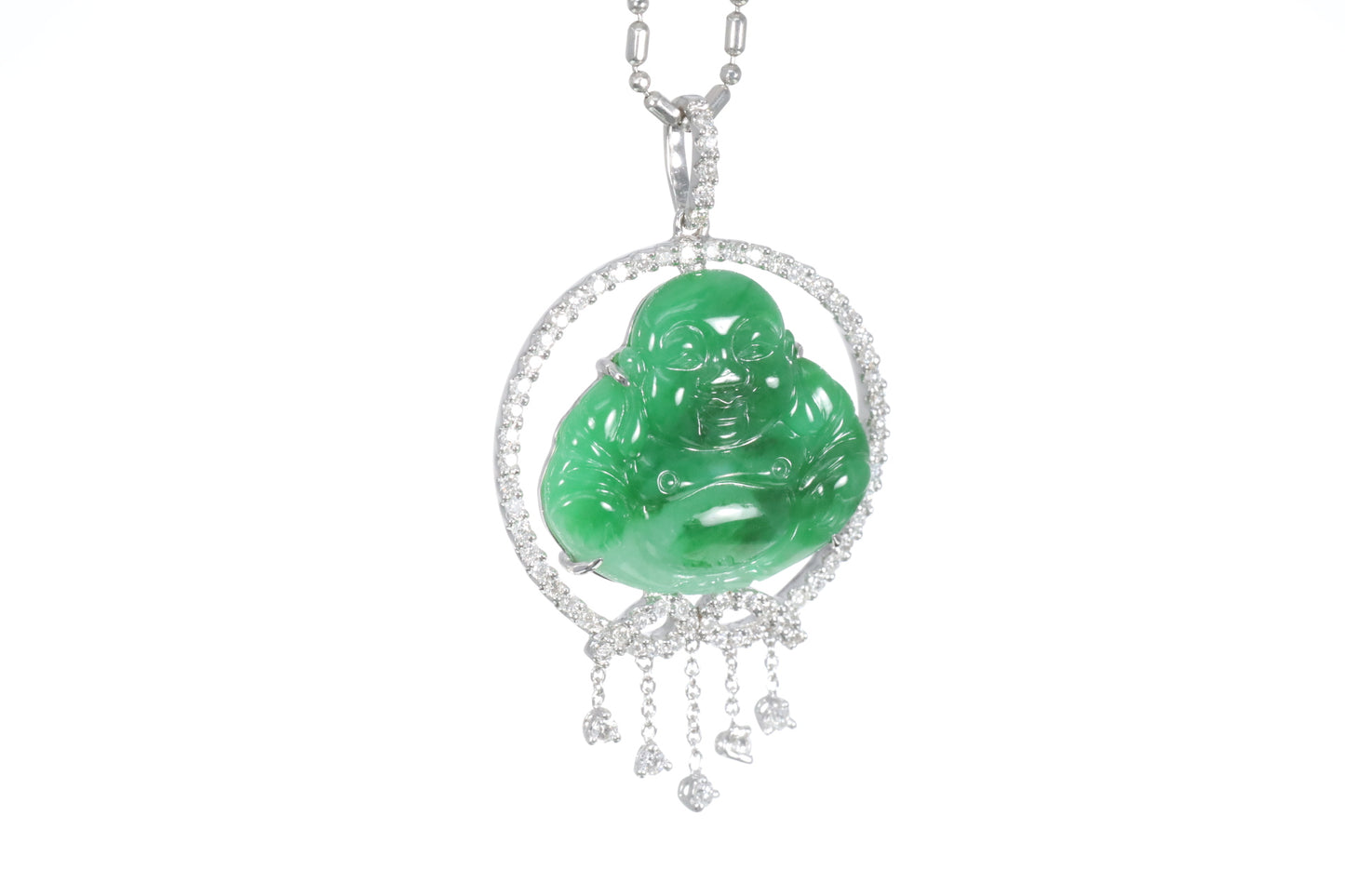 Load image into Gallery viewer, Jadeite Buddha with a Diamond Halo
