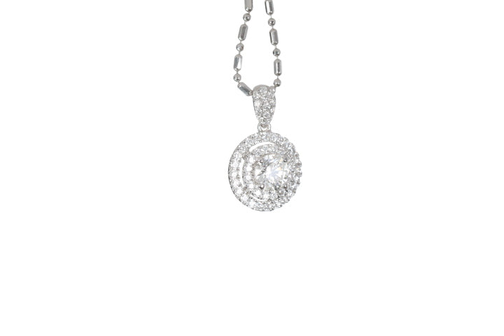 Classic Double Diamond Halo Pendant