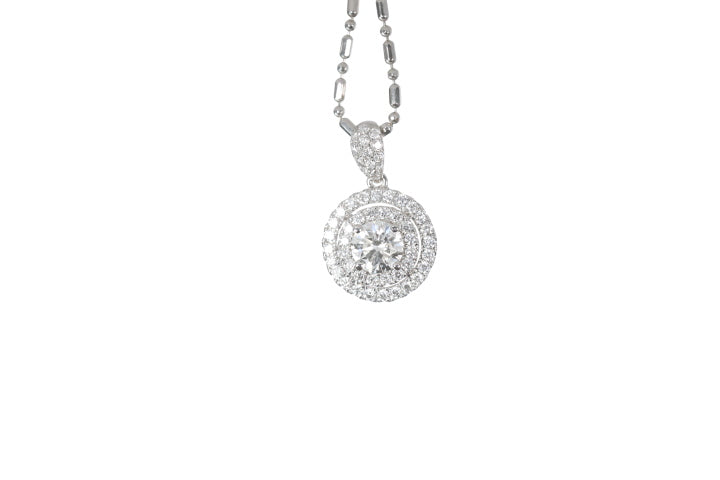 Classic Double Diamond Halo Pendant